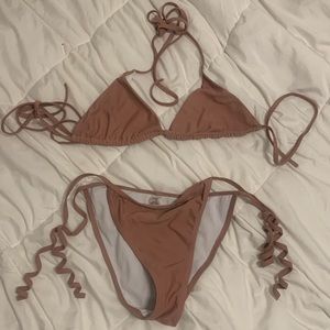 one two piece halter bikini blush pink.